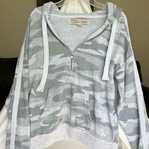Hooded half zip camo sweatshirt